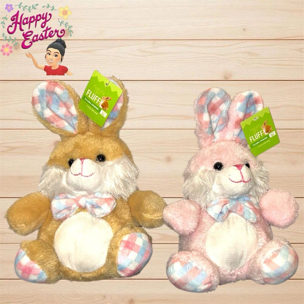 2x Kellytoy Easter Bunny Rabbit Plush Stuffed Animal 7.5" Each